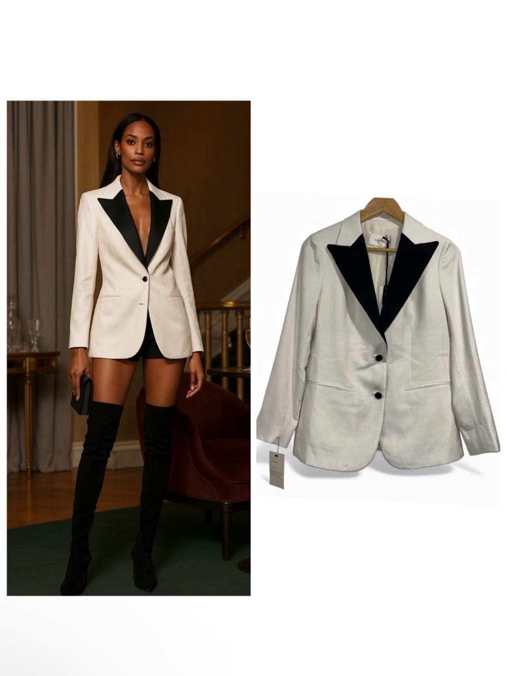 Suistudio White Tuxedo Blazer Silk Linen 4 Bridal Wedding Formal NWT 🟡